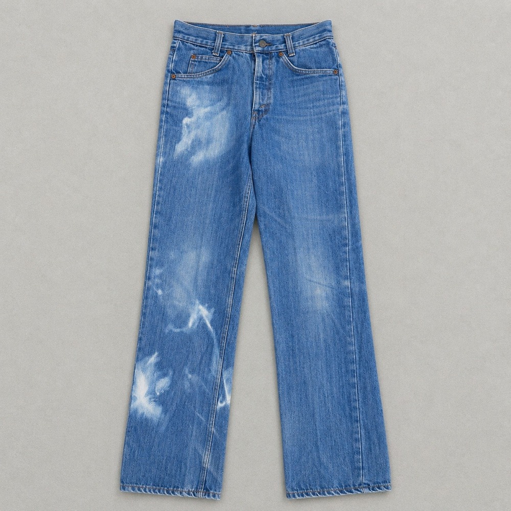 Vintage 70s Plain Pockets JCPenney Blue Bleached Straight Leg Jeans Womens 28x32